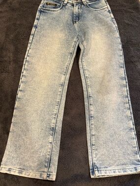 Versace Kid’s 5/6 Light Blue Straight Leg Jeans with Embroidered Medusa Pocket
